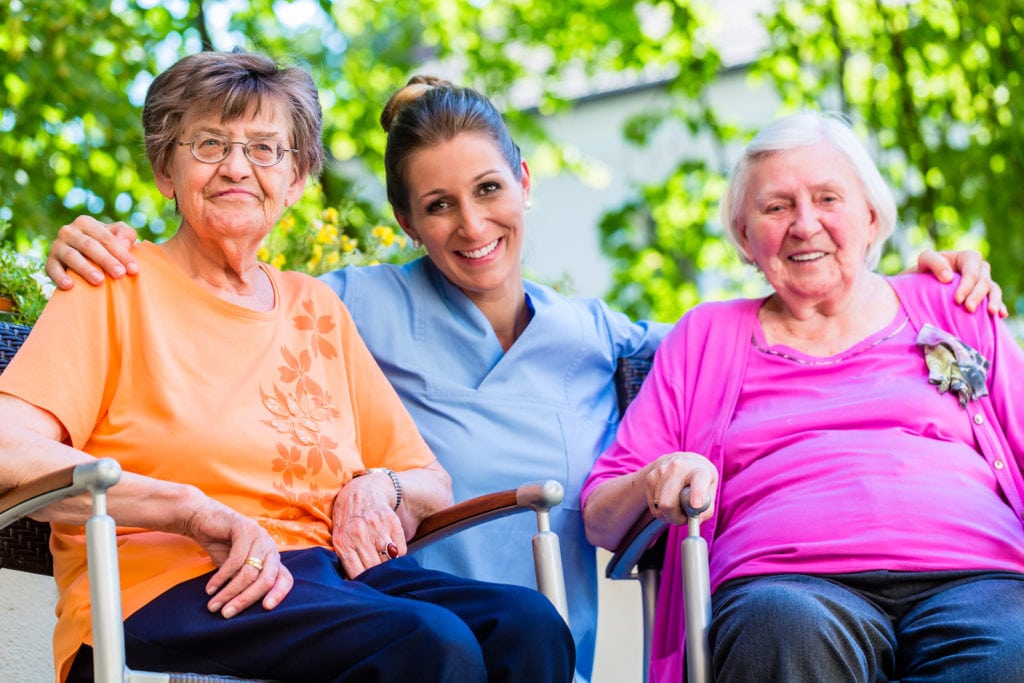 Geriatric nurse having chat with senior women in Glenolden, PA Geriatric nurse having chat with senior women in Glenolden, PA